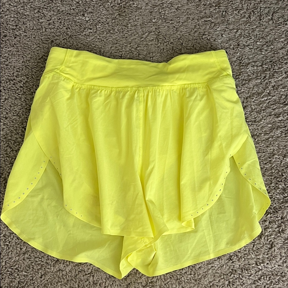 Lululemon Fast and Free Neon Yellow Shorts